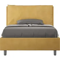 Ityhome - Lit 1 place et demi coffre rembourré 120x200 microfibre ocre Antea Large