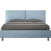Ityhome - Lit coffre rembourré 160x190 microfibre bleu clair Antea