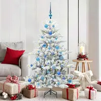 Prolenta Maison Exclusive - Sapin de Noël artificiel pliable, blanc, 150 cm, en PVC et acier
