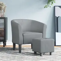 Prolenta Maison Exclusive - Fauteuil club avec repose-pieds, tissu gris clair
