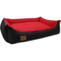 Odol-Plusz XL Lit pour chien Coussin pour chien Canapé pour chien Lit pour chat 100x70 imperméable noir-rouge