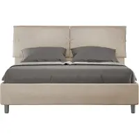 Ityhome - Lit coffre rembourré 160x200 microfibre sable Sleeper