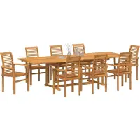 vidaXL Salon de jardin 9 pcs brun bois massif teck