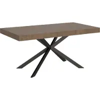 Ityhome - Table extensible 160/244x80 cm Plaker effet bois, noyer pieds anthracite