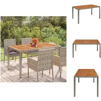 vidaXL Table de jardin avec plateau en bois Gris 150x90x75 cm Poly Rotin - Tables de jardin