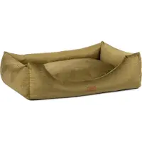 Adgo Lit pour chien Oaza Velvet avec rebord, lit pour animaux, lit, lit au sol, coussin pour chien, canapé pour chien, lit pour chat, panier pour chien, canapé pour chien, L (80 x 60, vert)