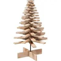 Syfax Arbre de Noël en bois pour décoration 100 cm bois massif de pin