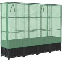 Syfax Lit surélevé avec housse de serre aspect rotin 160 x 40 x 138 cm