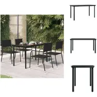 vidaXL Table de jardin noire 140x70x74 cm Acier et verre - Tables de jardin