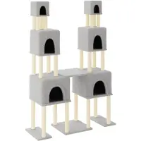 Syfax Arbre à chat avec griffoirs en sisal Gris clair 199 cm