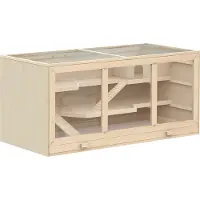 PawHut : cage pour hamster, cage pour rongeurs, clapier en bois, cage pour petits animaux en bois naturel