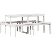 Syfax Table de pique-nique blanc 160x134x75 cm bois massif de pin