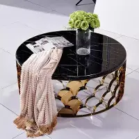 JV Möbel Table basse noire Table de salon Designer Table en acier inoxydable Table en or JVmoebel