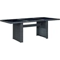 Prolenta Maison Exclusive - Table de jardin en rotin synthétique gris foncé et verre trempé