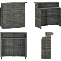 vidaXL Table de bar de jardin Gris 120x55x110 cm Poly rotin - Table de bar - Tables de bar - Tables hautes