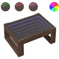 Syfax Table basse avec LED infini chêne marron 70x53x30 cm