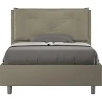 Ityhome - Lit 1 place et demi coffre rembourré 120x190 similicuir cappuccino Appia Large