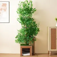 MODFU Arbre à Chat Design avec Feuilles Détachables et Base Solide - MDF - 60x45x190 cm - Vert
