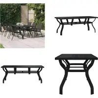 vidaXL Table de jardin noir 180x80x70 cm Acier et verre - Table de jardin - Tables de jardin - Table d'extérieur