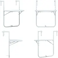 vidaXL Table suspendue pour balcon blanche 60 x 64 x 83,5 cm Plastique aspect rotin - Table de balcon - Tables de balcon - Table d'extérieur - Tables d'extérieur