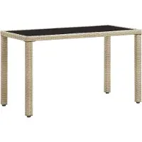 Syfax Table de jardin Beige 123x60x74 cm Résine tressée