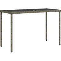 Syfax Table de jardin dessus en verre gris 115x54x74cm résine tressée