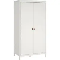 Dmora Zagreb - Armoire 2 Portes, 102x199 cm Blanc, Porte-manteaux
