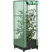Prolenta Maison Exclusive - Potager surélevé avec serre intégrée aspect rotin 40x40x123 cm