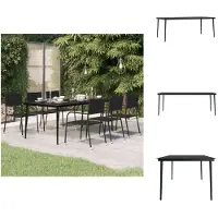 vidaXL Table de jardin noire 200x100x74 cm Acier et verre - Tables de jardin