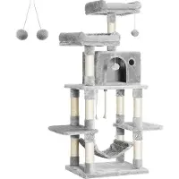 Merkloos Arbre à chat / arbre à chat - Meubles pour chats \ Tour de jeu pour chats, centre d'activités, stable et stable, arbre à chat avec hamac et belle maison pour chats,