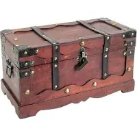 Merkloos Coffre au trésor en bois avec serrure - 40 x 19 x 22 cm - Grand - France - Style vintage