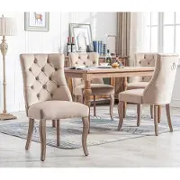 Merax , lot de 4 chaises de salle à manger en velours beige "Dionysus