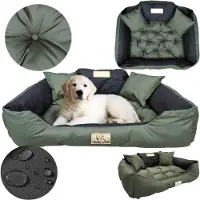 AIO Factory Lit pour chien, Lit pour chien imperméable, 130X105 Cm, Espace nominal, Canapé, Oreiller, Dormir, Vert