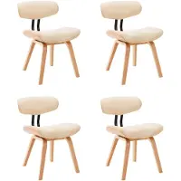 Syfax Chaises à manger lot de 4 crème bois courbé et similicuir