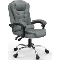 Bigzzia Chaise de bureau ergonomique - Chaise de bureau à haut dossier et réglable en hauteur - Fauteuil de direction - Chaise longue pour le bureau, la maison - Gris