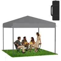 XMTECH Tente pliante Pop-Up Pavillon 3x3 m, imperméable et protection UV, montage rapide à un seul bouton, hauteur réglable sur 3 niveaux, gris (sans parois latérales)