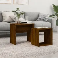Prolenta Maison Exclusive - Tables gigognes 2 pièces, aspect chêne brun, matériau dérivé du bois