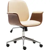 Syfax Chaise de bureau Crème Bois courbé et similicuir