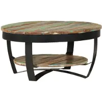 vidaXL Table basse avec étagère Vieux bois massif 65x32 cm - Table basse - Tables basses - Table basse en bois