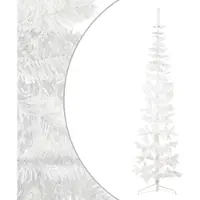 Syfax Demi sapin de Noël artificiel mince avec support Blanc 240 cm