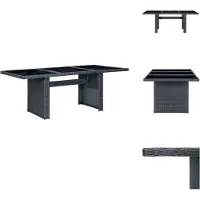 vidaXL Table de jardin gris foncé Poly rotin et verre trempé - Tables de jardin