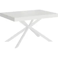 Ityhome - Table extensible 140/224x80 cm Plaker effet bois, frêne blanc pieds blancs