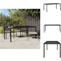 vidaXL Table de jardin Marron 190x90x75 cm Verre trempé et poly rotin - Tables de jardin