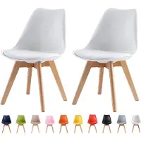 Mcc Chaise de salle à manger rétro EVA, rembourrée, similicuir, chaise design, cuisine, salon, lot de 2 en blanc