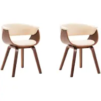 Syfax Chaises à manger lot de 2 crème bois courbé et similicuir
