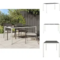 vidaXL Table de jardin 150x90x75 cm Verre trempé Poly rotin Blanc - Tables de jardin