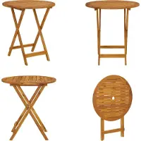 vidaXL Table de jardin pliante 70 cm Bois massif Acacia - Table de jardin - Tables de jardin - Table de bistrot