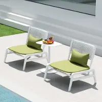 FlexiSpot Table de jardin idéale pour l'extérieur, résistante aux intempéries & durable, socle rond stable, cadre en acier renforcé, supporte jusqu'à 20 kg Blanc