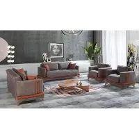 JV Möbel Sofagarnitur 3+2+1+1 Grau Wohnzimmer Design Modernes JVmoebel