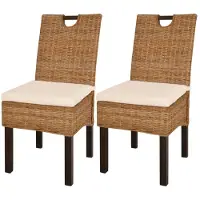 Syfax Chaises à manger lot de 2 rotin Kubu bois de manguier